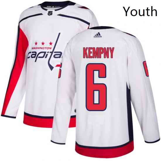 Youth Adidas Washington Capitals 6 Michal Kempny Authentic White Away NHL Jerse
